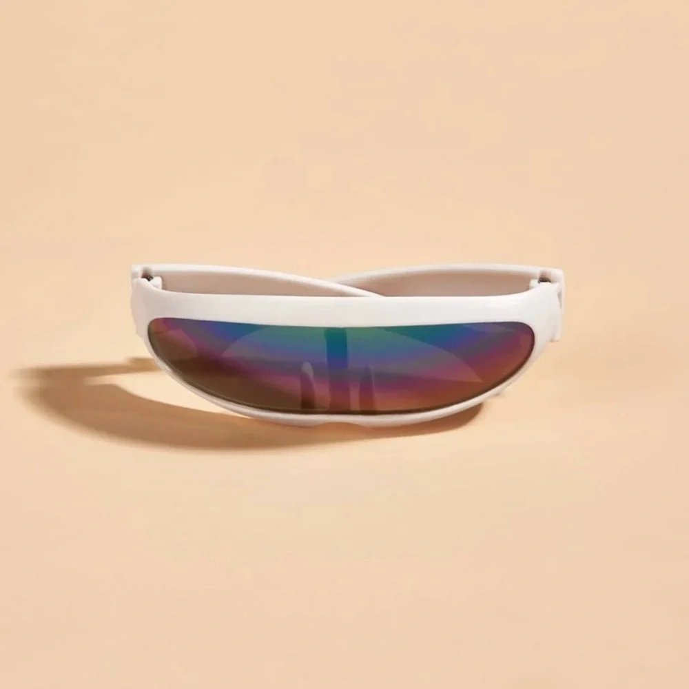 🐈‍⬛ Adorable Kitty Cat Iridescent Uni- Lease Shield Sun Glasses 🐈‍⬛